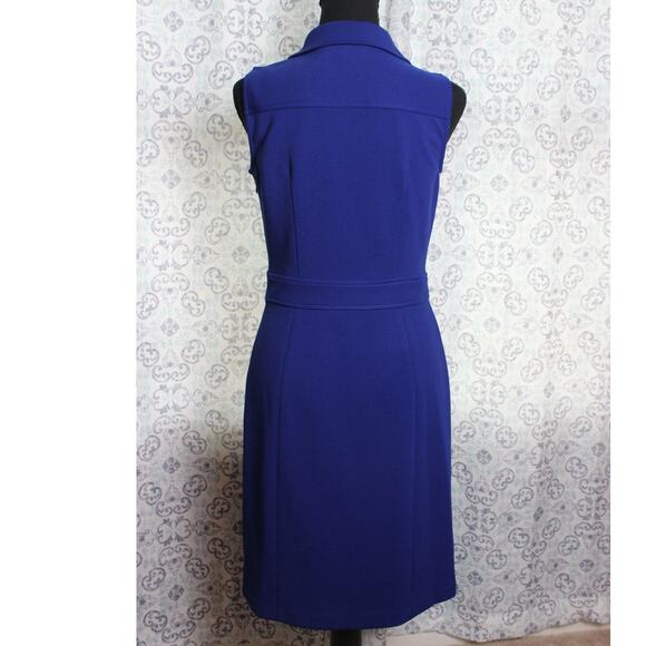 DKNY Womens Jersey Front Button Sleeveless Shift Dress‎ Blue Size 4 - Picture 6 of 12